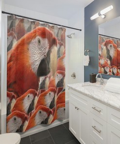 Bird Lover Shower Curtain, Colorful Avian Bathroom Decor