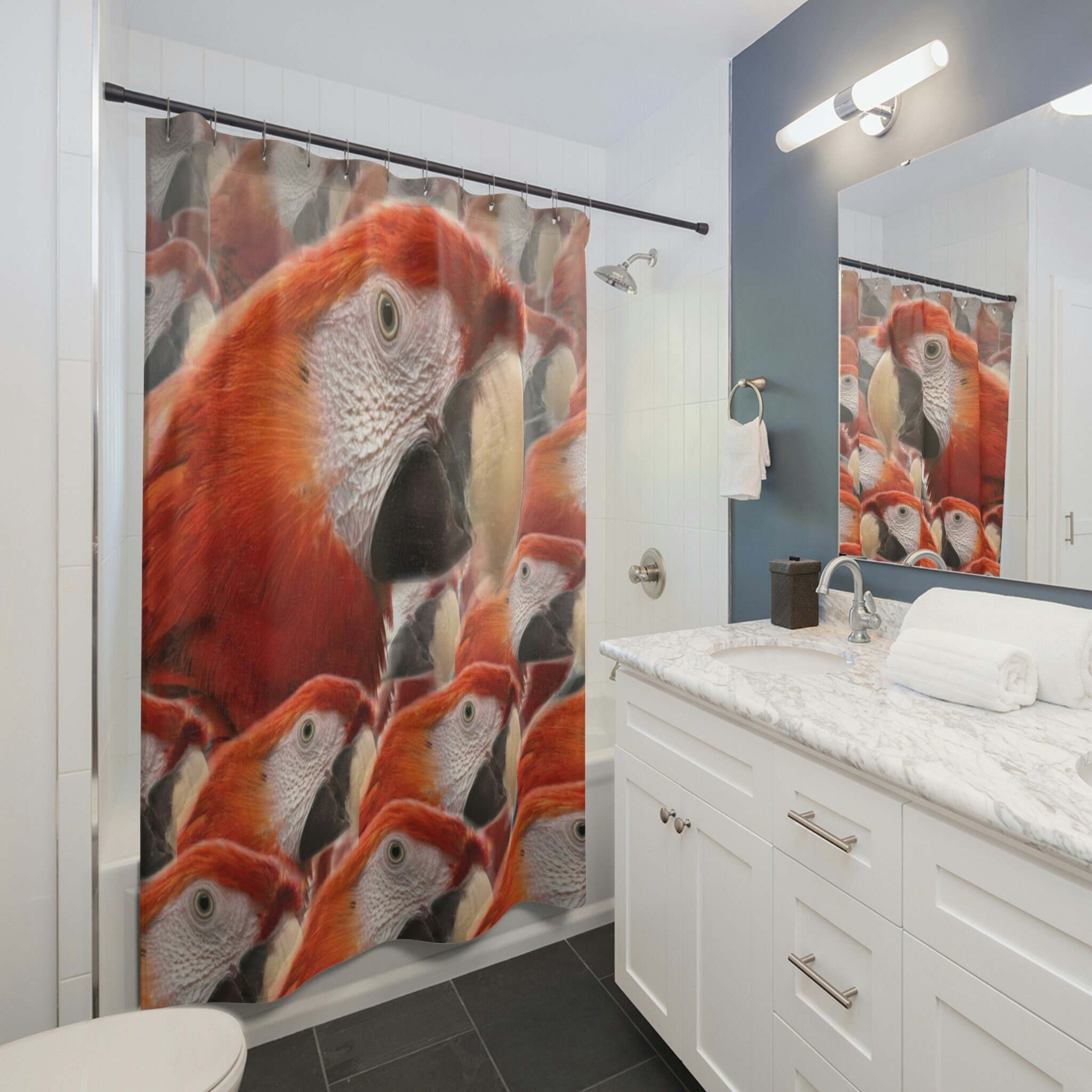 Bird Lover Shower Curtain, Colorful Avian Bathroom Decor