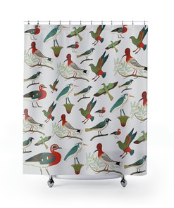 Bird Lovers Bathroom Retro Forest Bird Shower Curtain for a Natural and Relaxing Bathroom