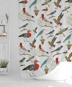 Bird Lovers Bathroom Retro Forest Bird Shower Curtain for a Natural and Relaxing Bathroom