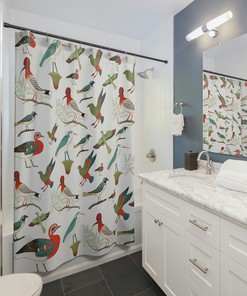 Bird Lovers Bathroom Retro Forest Bird Shower Curtain for a Natural and Relaxing Bathroom