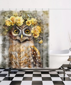 Bird Lover's Shower Curtain with Cute Owls Bath Decor - Unique Bathroom Decor