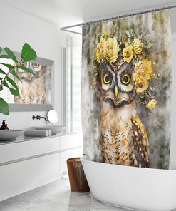 Bird Lover's Shower Curtain with Cute Owls Bath Decor - Unique Bathroom Decor