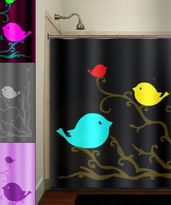 Bird Shower Curtain, Custom Red Cardinal and Blue Shower Curtain