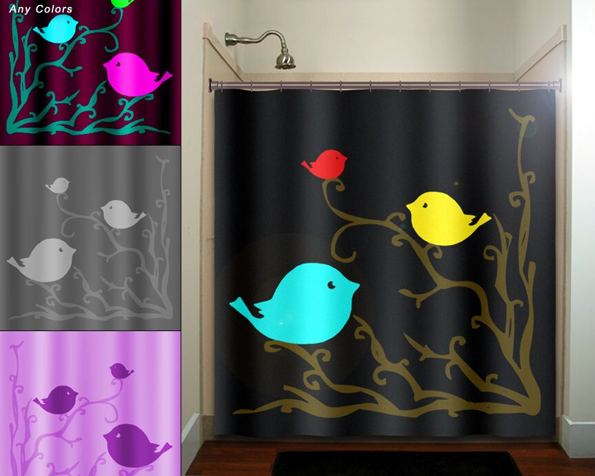 Bird Shower Curtain, Custom Red Cardinal and Blue Shower Curtain