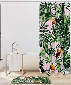 Bird and Butterfly Print Waterproof Shower Curtain for an Airy and Whimsical Bathroom
