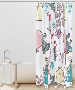 Bird and Candy Snowflake Colorful Shower Curtain for Bathroom