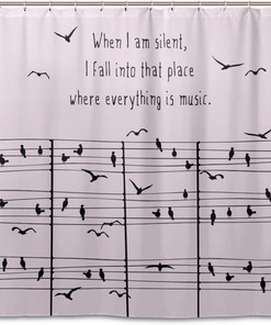 Birds And Music Notes Shower Curtain For Whimsical Bathroom Decor