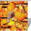 Birds Autumn Flowers Pumpkins Colorful Shower Curtain for Bathroom