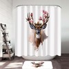 Birds Nest On Deer Antlers Painting Shower Curtain, Nature-Inspired Art For Rustic Bathroom