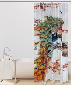 Birds Tree Peacock Fabric Shower Curtain for Bathroom Decor