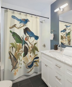 Birds of America Retro Shower Curtain for Nature Lovers Bathroom Decor