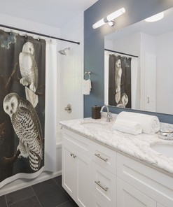 Birds of America Snowy Owl Vintage Bathroom Shower Curtain