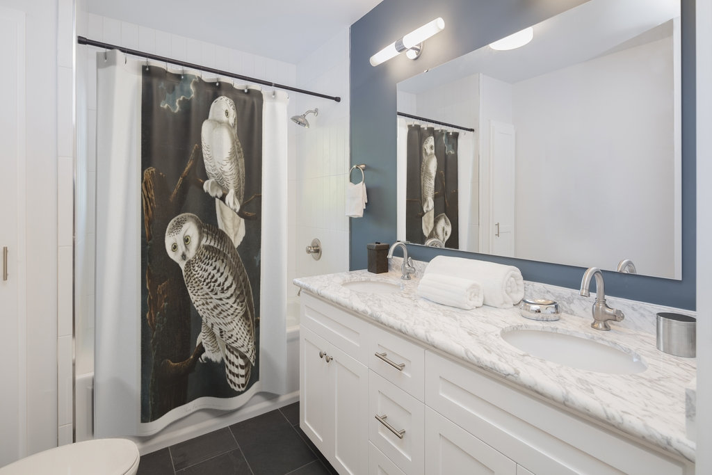 Birds of America Snowy Owl Vintage Bathroom Shower Curtain