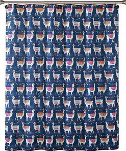 Birds on a Wire Fabric Shower Curtain, Black and White Bathroom Decor