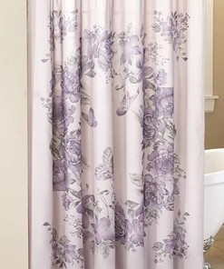 Birmingham Floral Shower Curtain With Purple Flowers And Butterflies - Waterproof Fabric