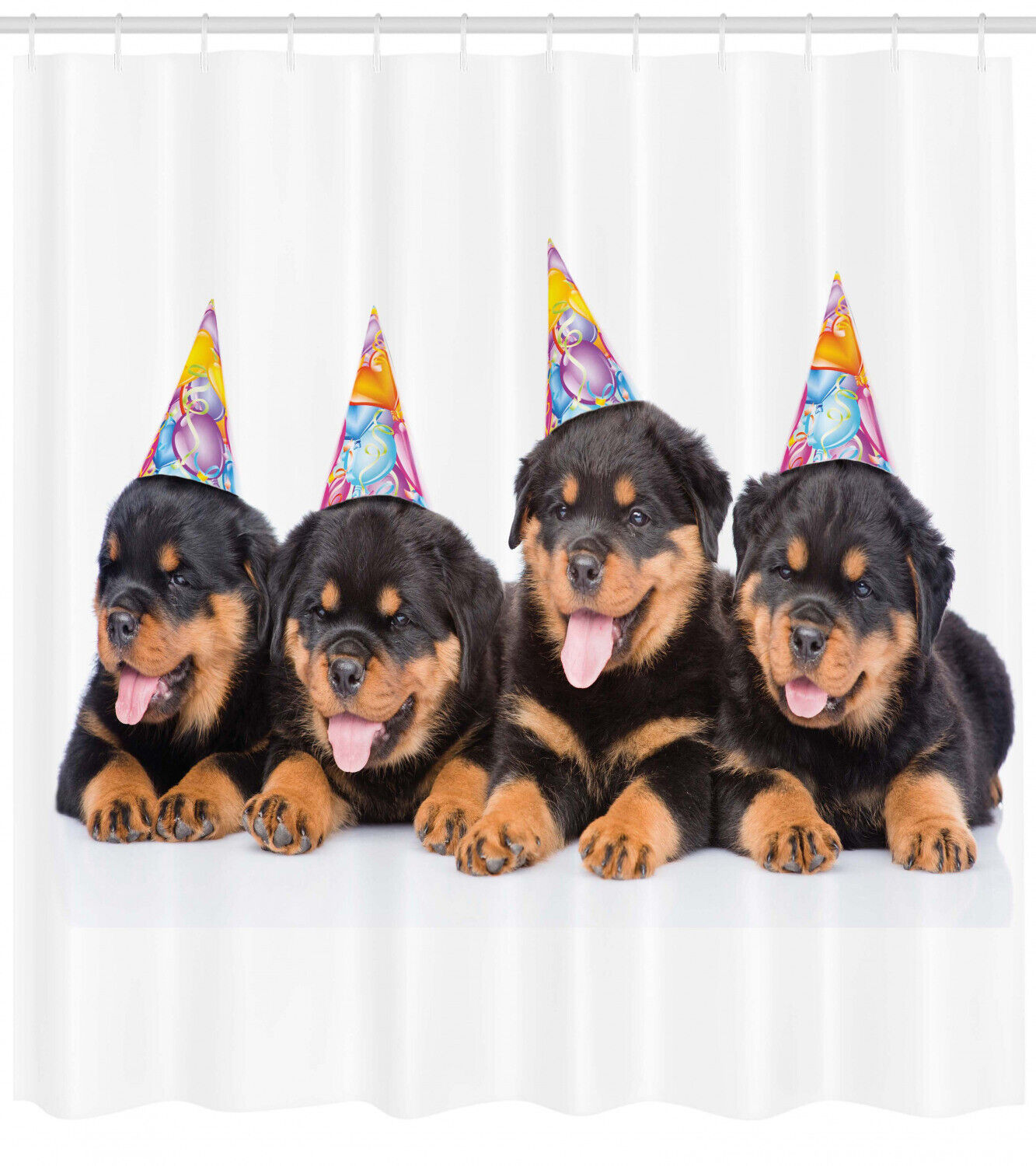 Birthday Dogs Hats Print Animal Shower Curtain For Bathroom - Image 2