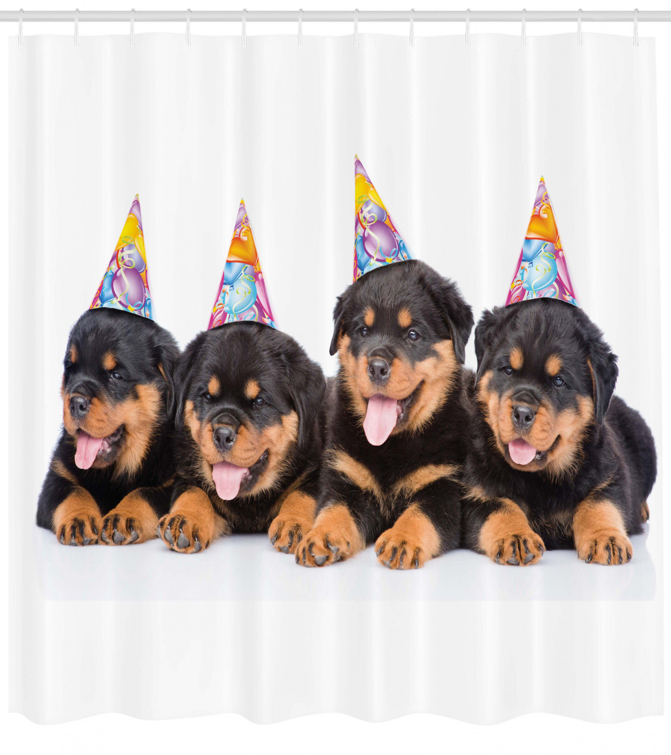 Birthday Dogs Hats Print Animal Shower Curtain For Bathroom - Image 3