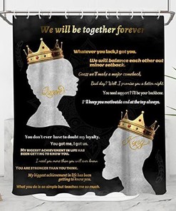 Black And Gold Shower Curtain African American King And Queen For Bathroom Decor - Waterproof Fabric