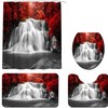 Black And Red Waterfall Luxury Fabric Shower Curtain & Bath Mat For Bathroom Decor