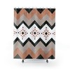 Black And Tan Aztec Modern Boho Western-Southwest Shower Curtain With Neutral Tones - Waterproof Fabric