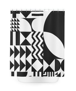 Black And White Abstract Shower Curtain, Minimalist Art Bathroom Decor