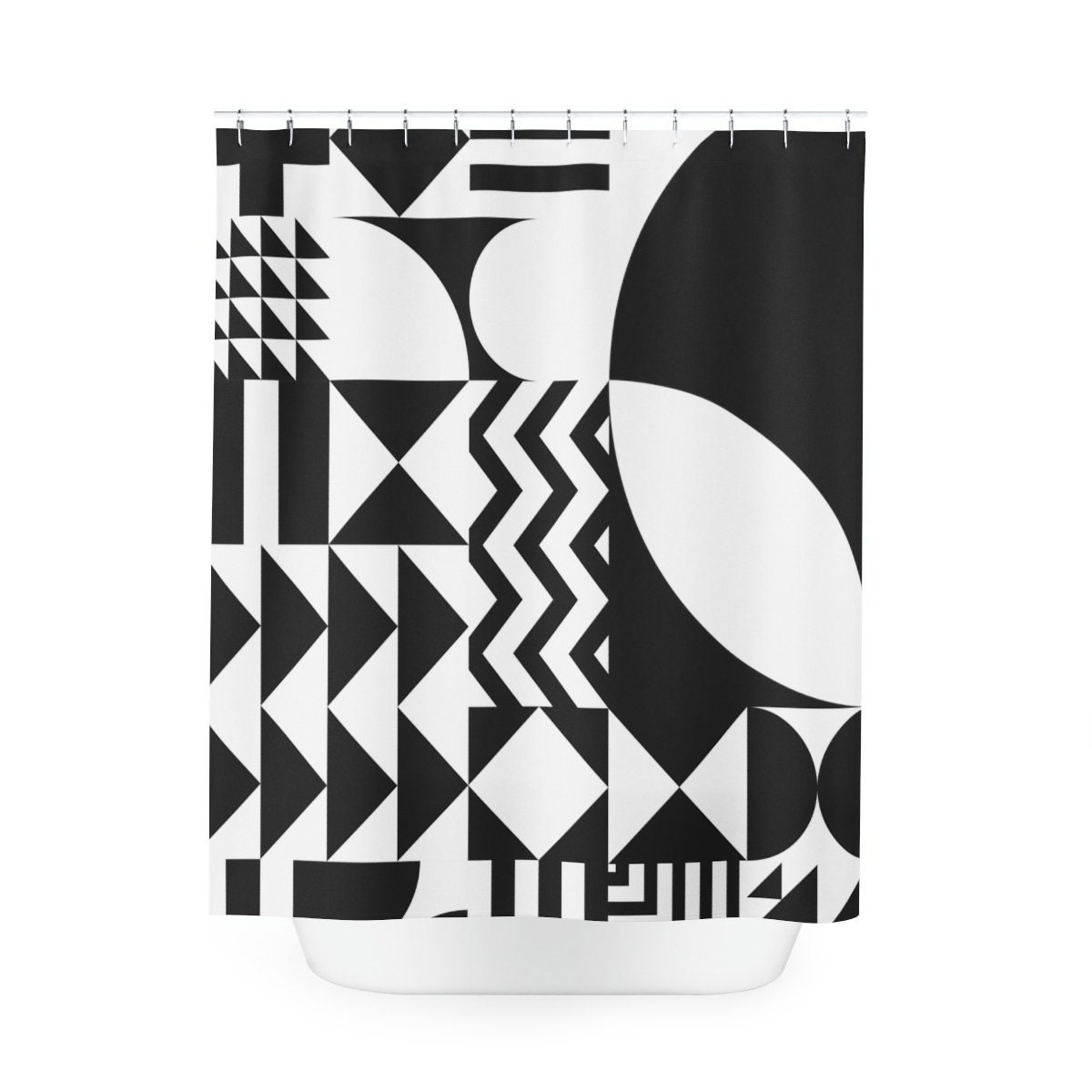Black And White Abstract Shower Curtain, Minimalist Art Bathroom Decor
