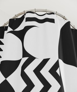 Black And White Abstract Shower Curtain, Minimalist Art Bathroom Decor