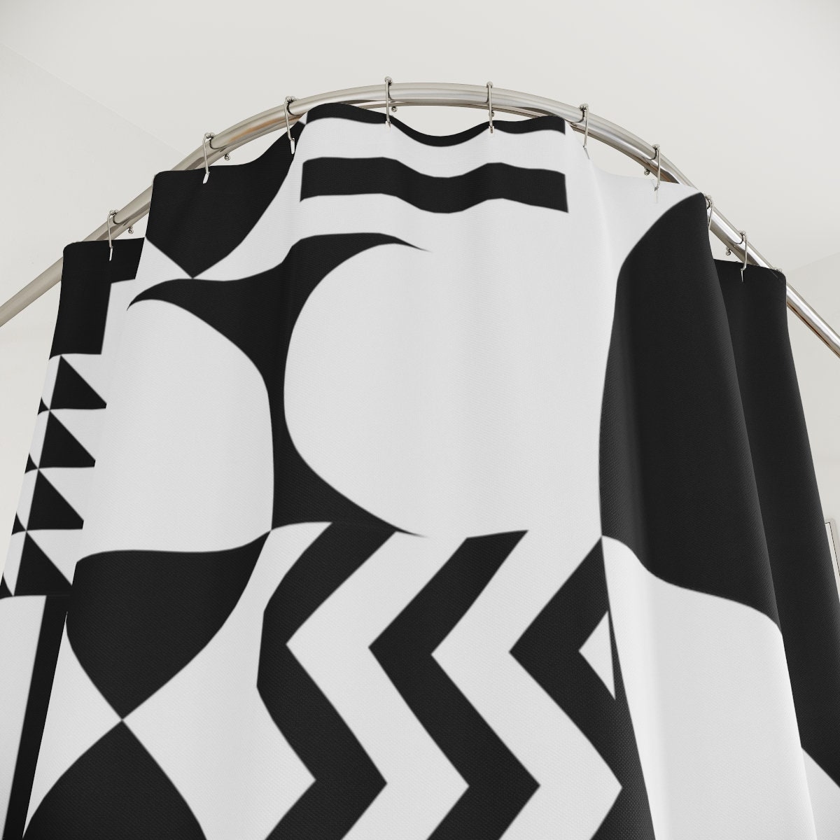 Black And White Abstract Shower Curtain, Minimalist Art Bathroom Decor