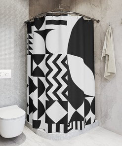 Black And White Abstract Shower Curtain, Minimalist Art Bathroom Decor