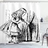 Black And White Alice Looking Through Curtains Hidden Door Shower Curtain