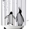 Black And White Animal Shower Curtain Abstract Silhouette Penguin Polar Birds Funny Fabric Curtain For Kids