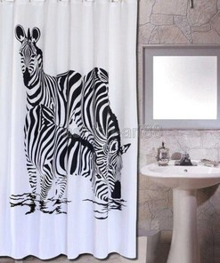 Black And White Animal Zebra Design Bathroom Fabric Shower Curtain - Waterproof Fabric