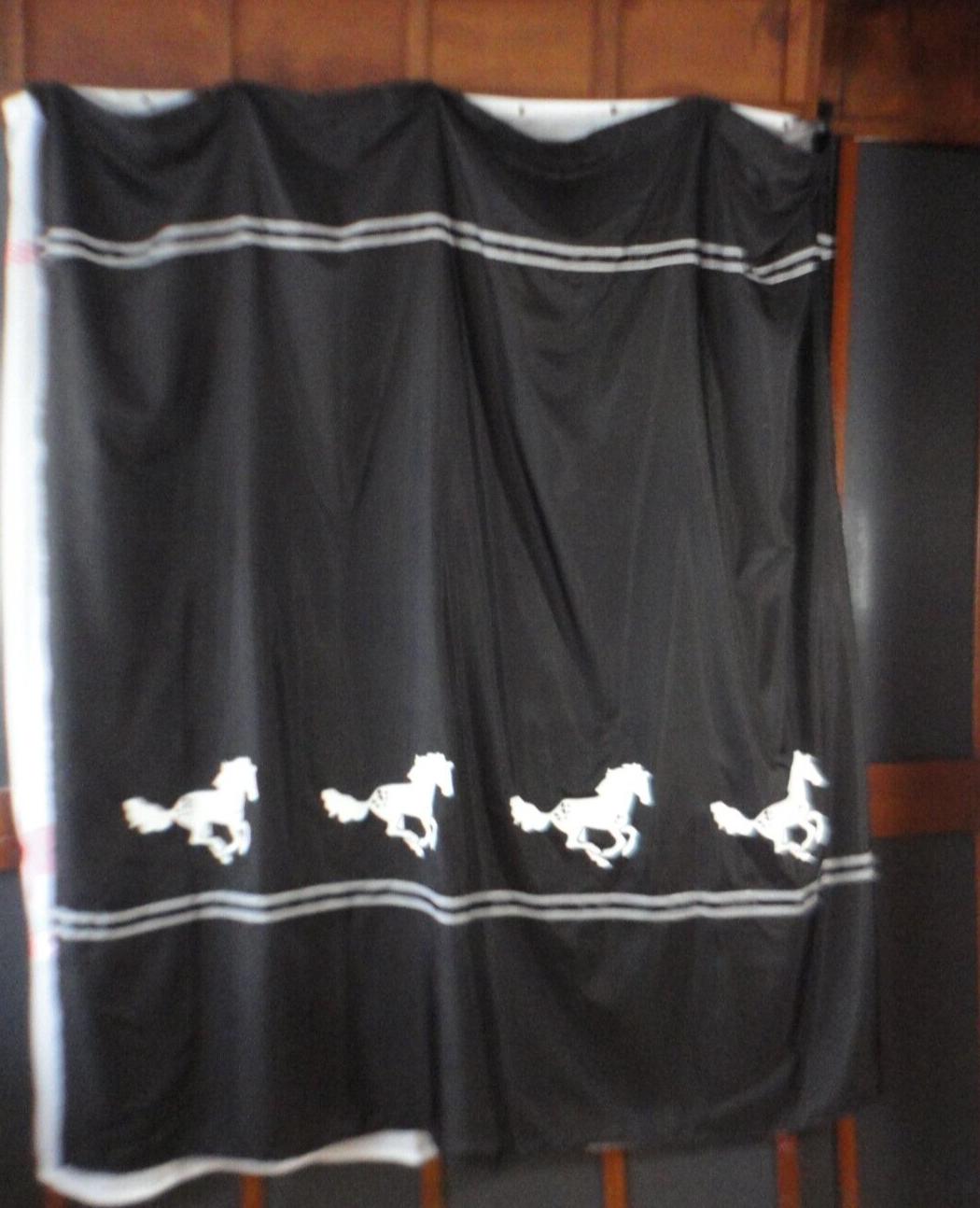 Black And White Appaloosa Horse Shower Curtain With Check Ribbon Detail