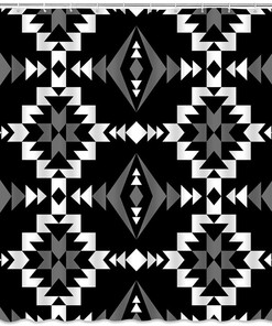 Black And White Aztec Tribal Geometric Shower Curtain
