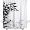 Black And White Bamboo Shower Curtain For Home Bath Decor, Elegant And Beautiful Bathroom Curtains Set