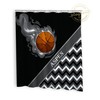 Black And White Basketball Sports Shower Curtain - Monogrammed Kids Bathroom Decor #276