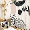 Black And White Boho Mid Century Shower Curtain With Tassel Pendants And Minimalistic Leaves Design