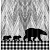 Black And White Buffalo Check Plaid Animal Black Bear Rustic Shower Curtain For Cabin Wildlife Bath Curtain Set