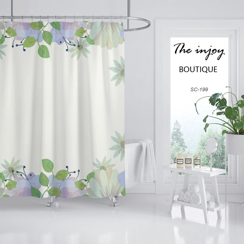 Black And White Butterfly Flowers Shower Curtain For Your Minimalist Bathroom