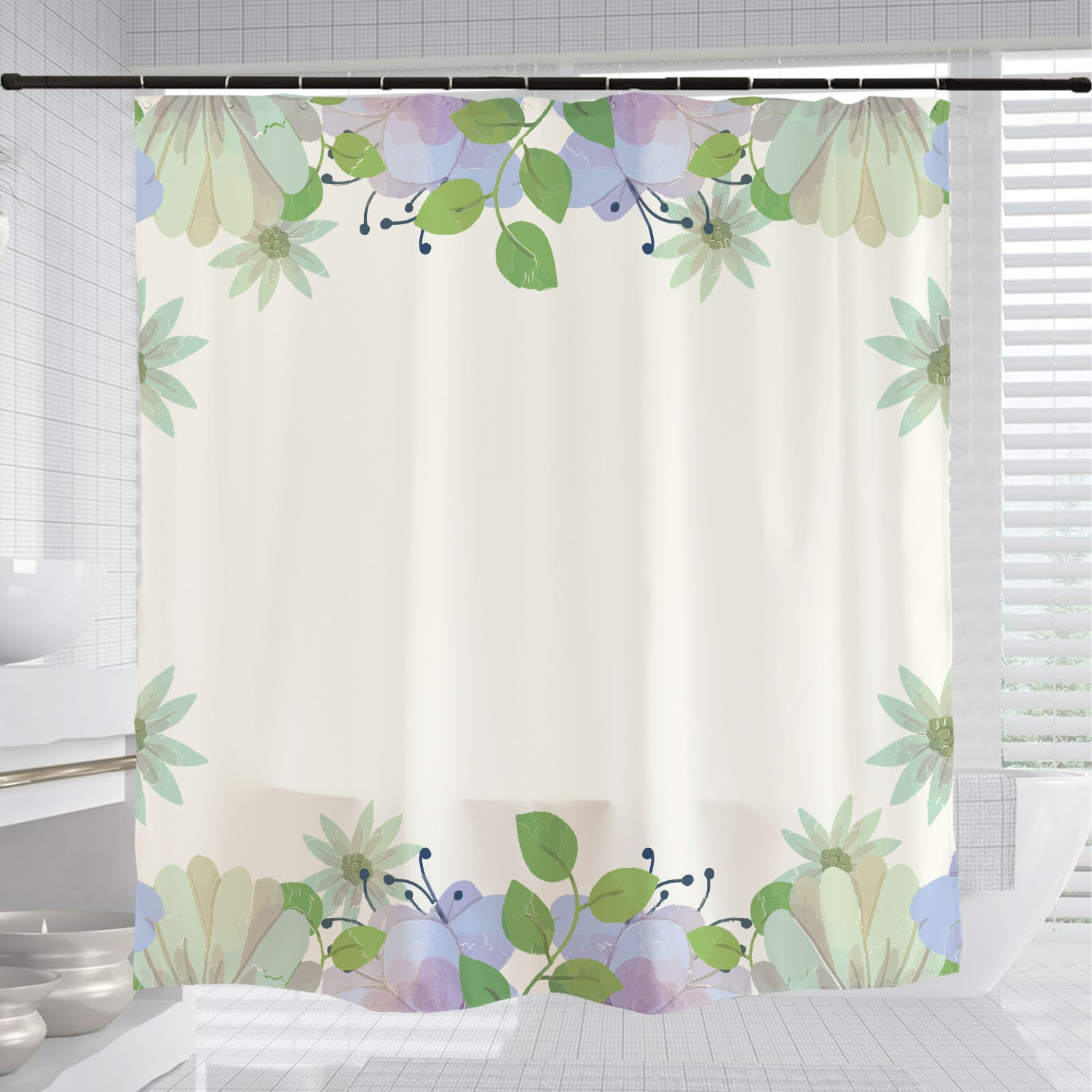 Black And White Butterfly Flowers Shower Curtain For Your Minimalist Bathroom