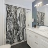 Black And White Cactus Shower Curtain For Desert Lovers - Waterproof Fabric