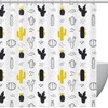 Black And White Cactus Shower Curtain, Minimalist Bathroom Decor