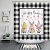 Black And White Check Plaid Easter Bunny Gnome Shower Curtain For Bathroom Decor