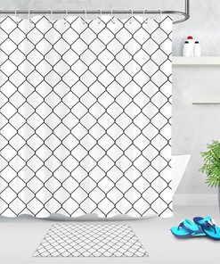Black And White Checkered Geometric Pattern Shower Curtain For Bathroom Decor