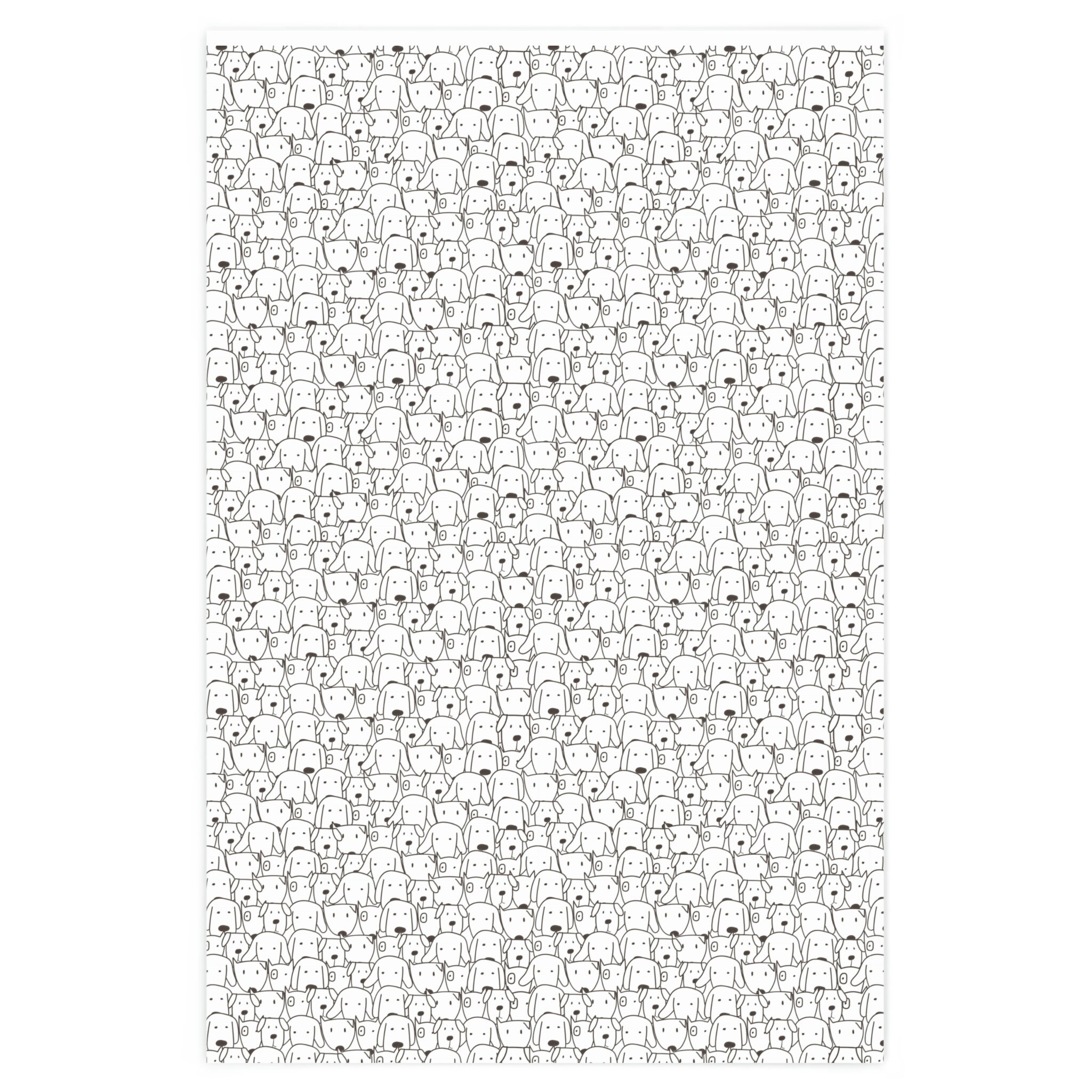 Black And White Dogs Wrapping Paper Shower Curtain - Waterproof Fabric