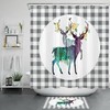 Black And White Elk And Flower Buffalo Plaid Shower Curtain