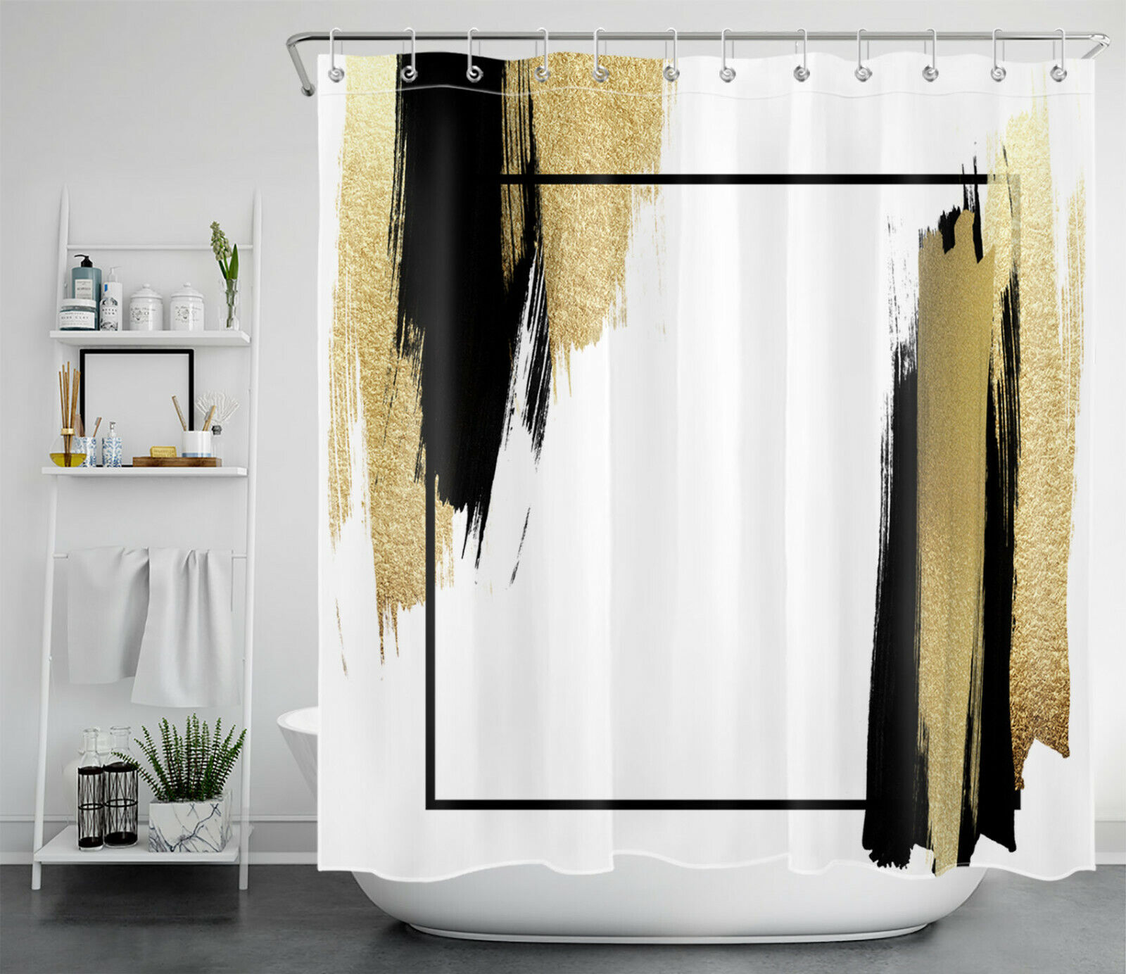 Black And White Geometric Curtain - Image 2