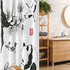 Black And White Japanese Style Stall Shower Curtain With Birds And Panda Bear