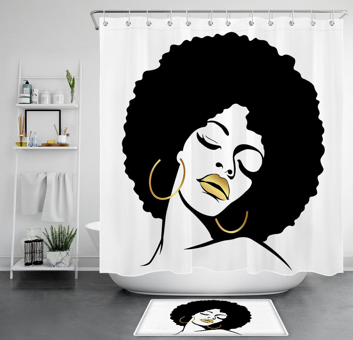 Black And White Makeup Shower Curtain - Bold And Colorful Bathroom Decor With Unique And Modern Print